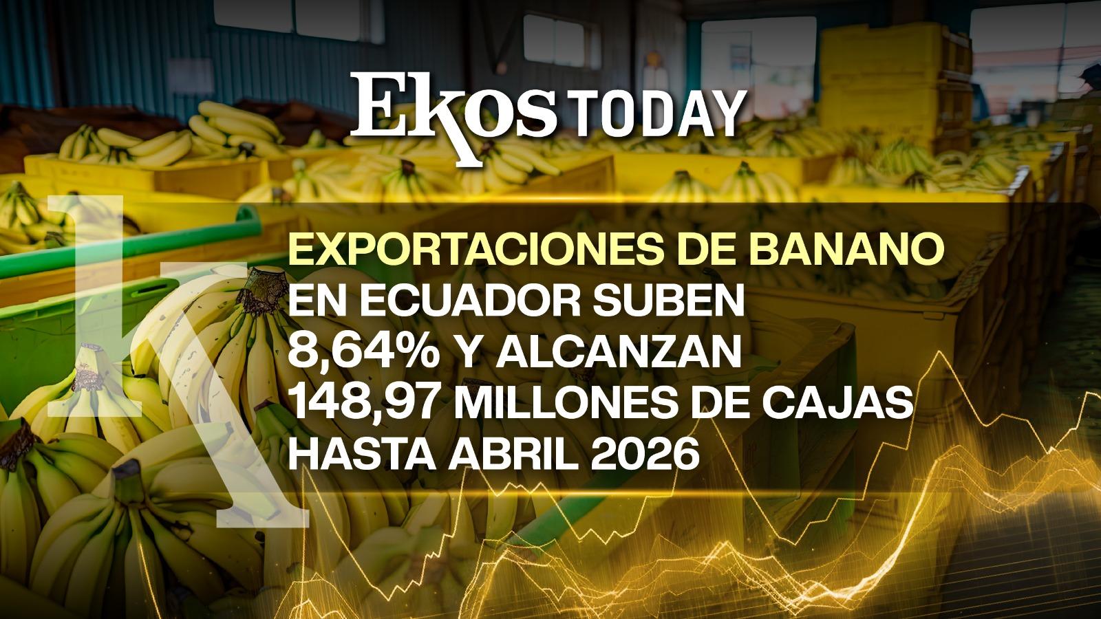 Ecuador aumenta exportaciones de banano en 8,64% y suma 148,97 millones de cajas hasta abril de 2026